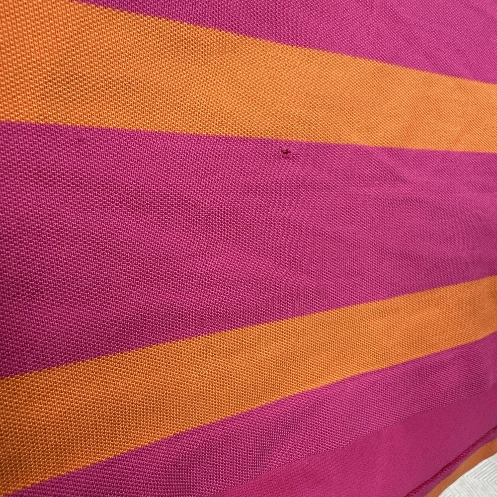 Polo Golf Ralph Lauren Mens Polo Large Pink Orange Striped Short‎ Sleeve Pima